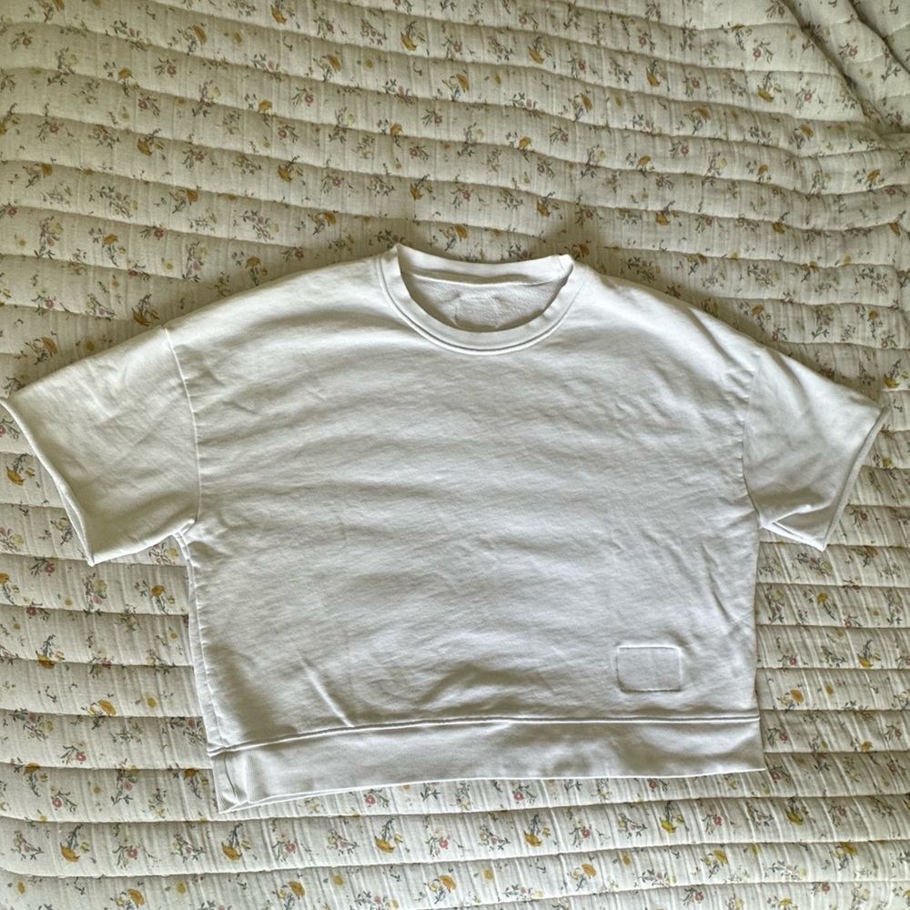 Daily Drills XS/S Cropped Sleeve Crew - White Short Sleeve Sweatshirt